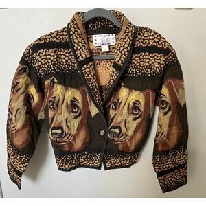 Tapestry Dog jacket, Crazy Cowgirl, cropped, vintage woven Size S/M